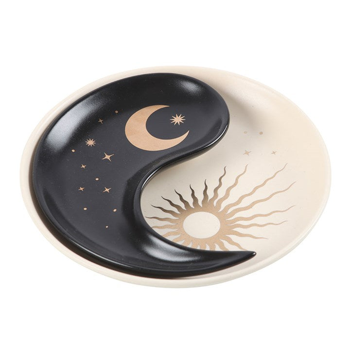 Yin Yang Stacking Trinket Dish top black white