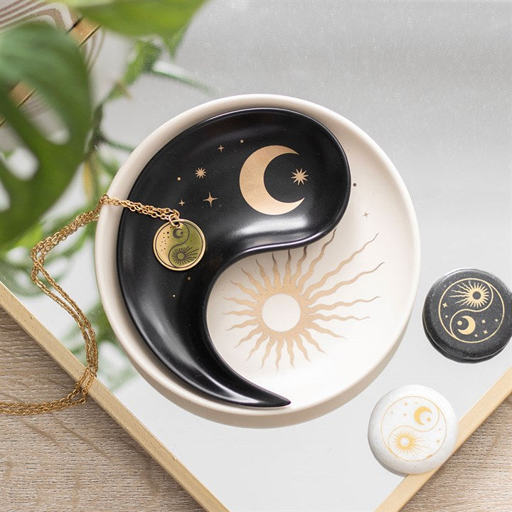 Yin Yang Stacking Trinket Dish top black white