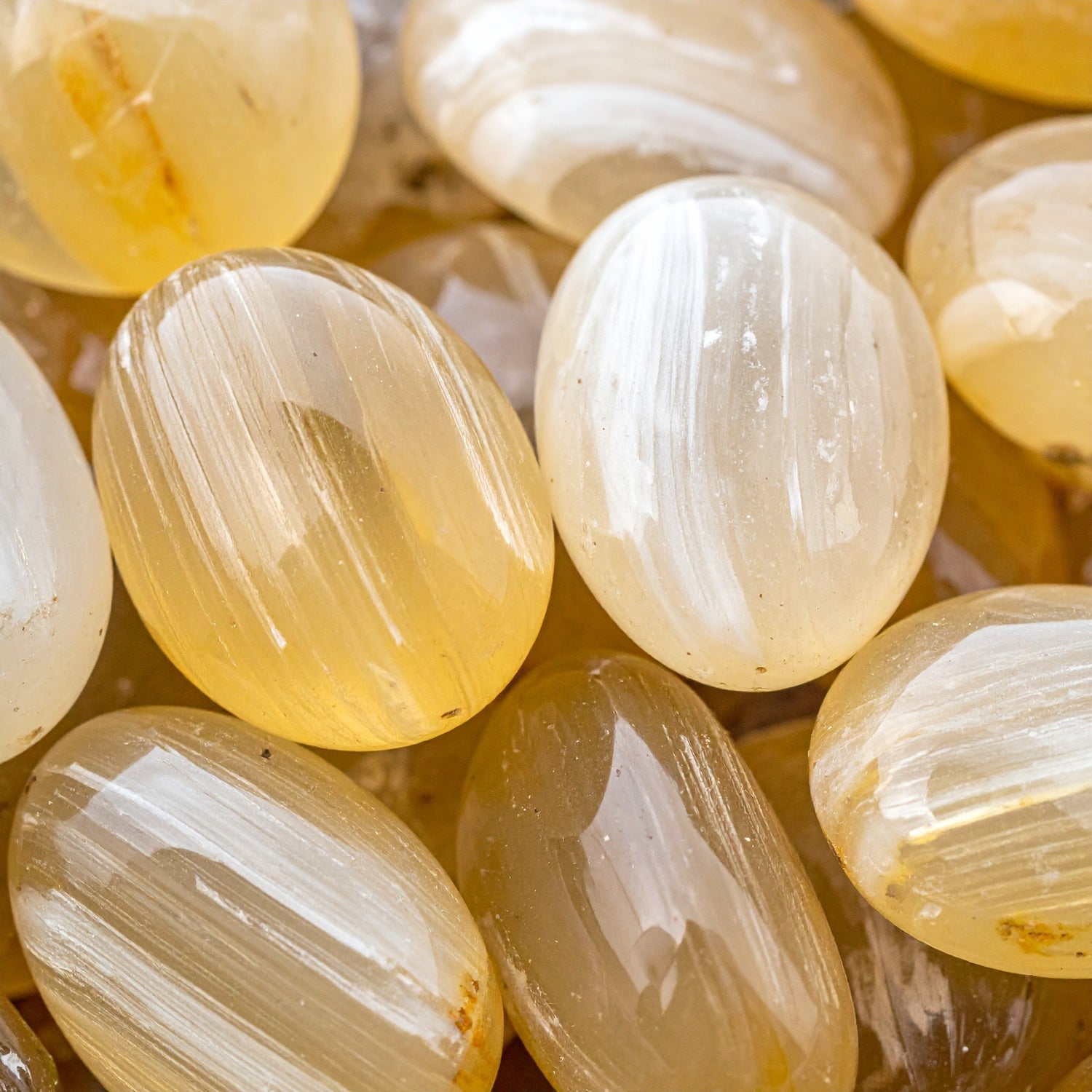 crystal palm stones collection image overhead view