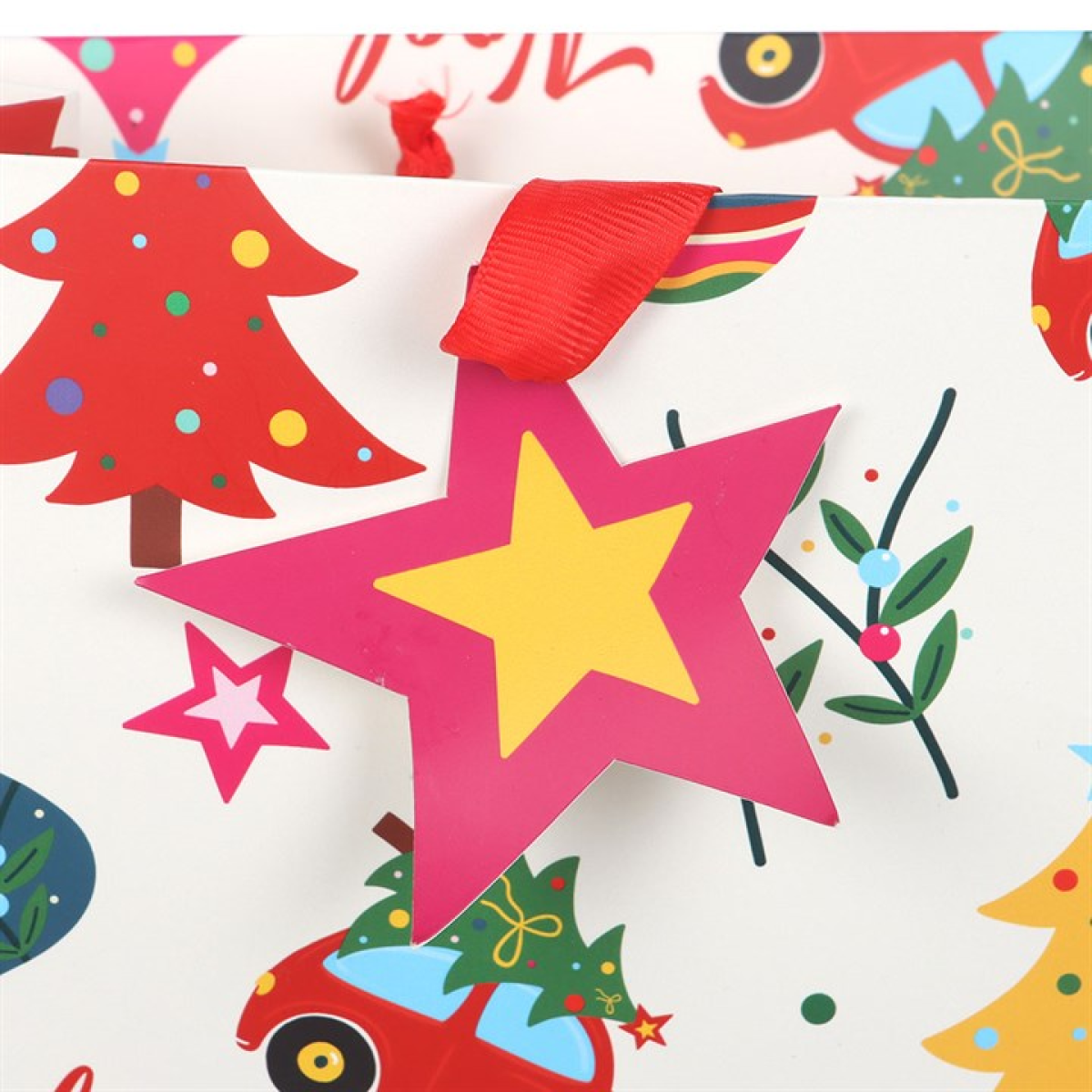 23cm Nostalgic Christmas Print Gift Bag N/A