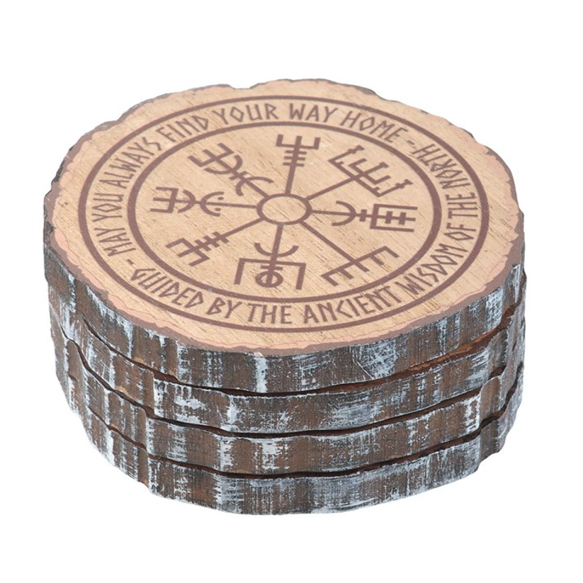 Set of 4 Norse Mythology Wood Slice Coasters N/A