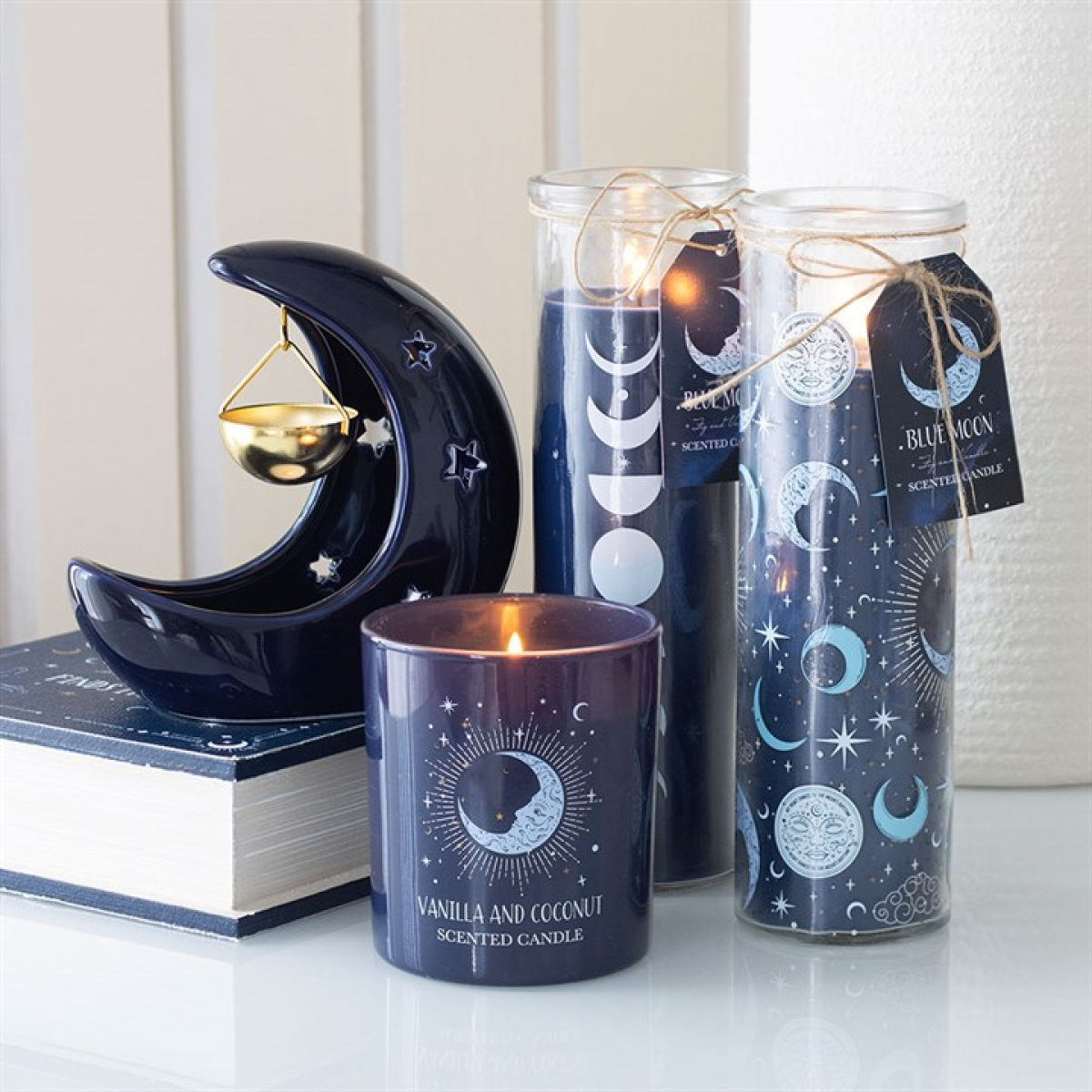 Blue Moon Phase Fig & Vanilla Scented Glass Tube Candle N/A