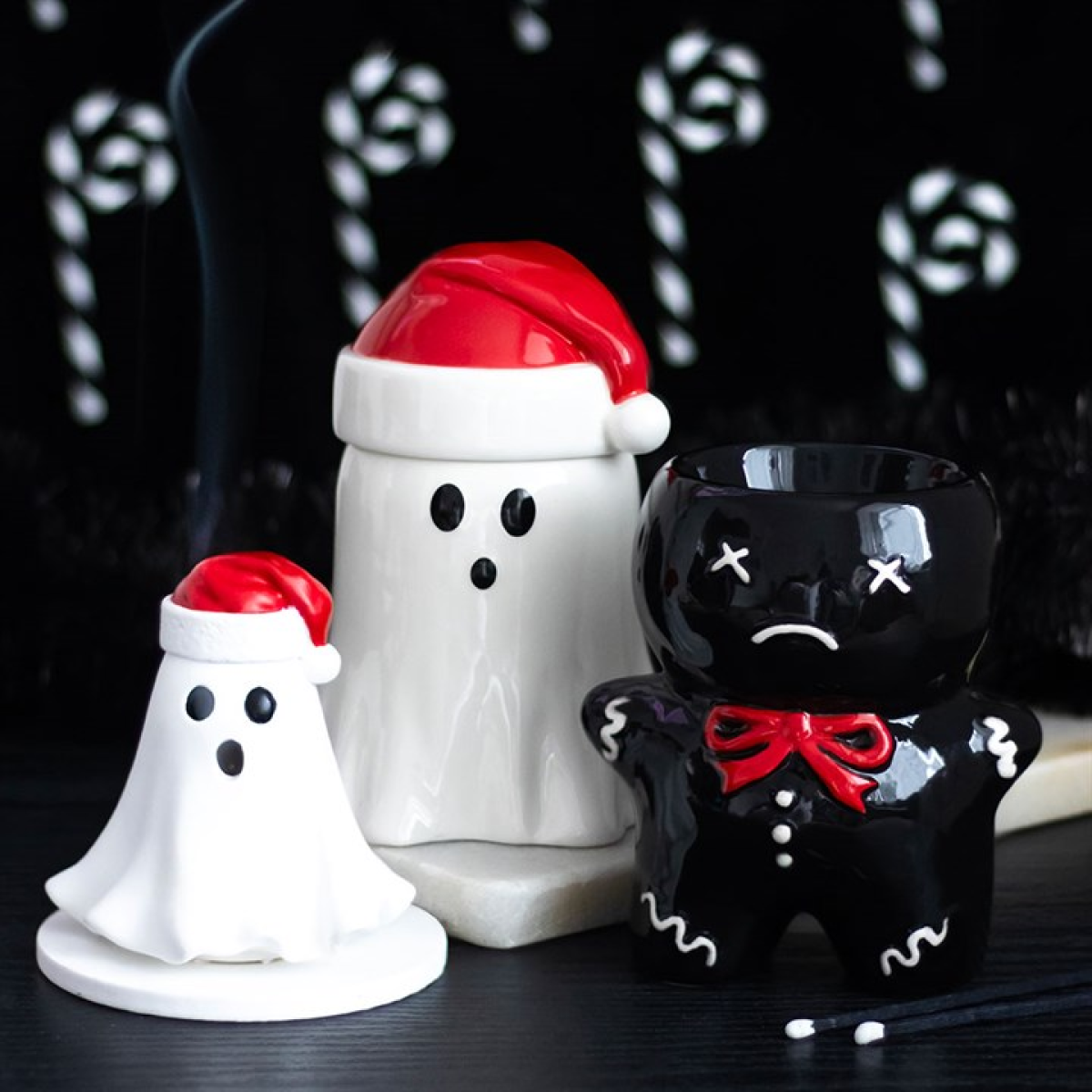 Ghost with Santa Hat Incense Cone Holder N/A