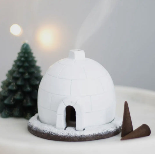 Igloo winter cone incense burner