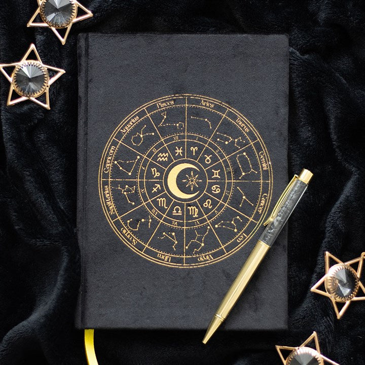Astrology Wheel Journal with Black Obsidian Pen N/A