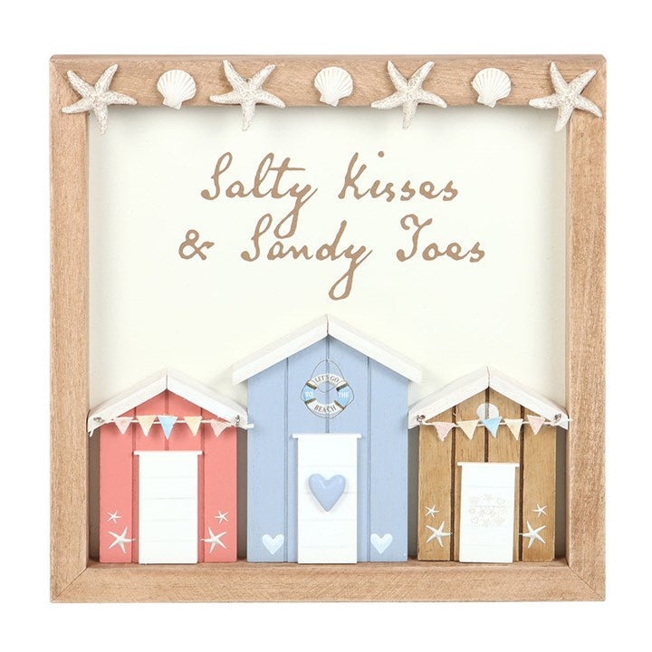 Salty Kisses 3D Shell Beach Hut Plaque N/A