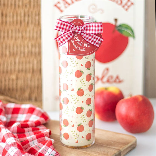 Apple Print Apple Pie Tube Candle front red white
