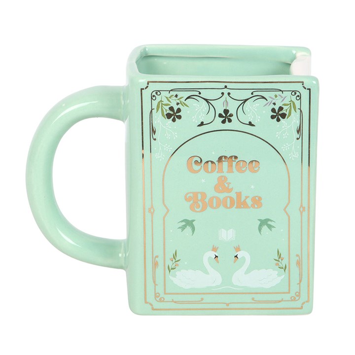 Coffee and Books Green Book Shaped Mug N/A