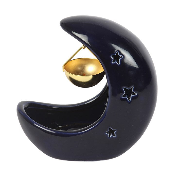 Blue Crescent Moon Hanging Oil Burner N/A
