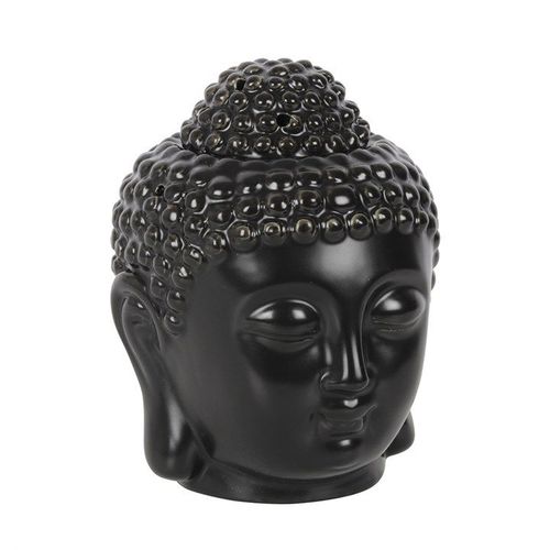 Black Buddha Head Oil Burner Front Black Grey