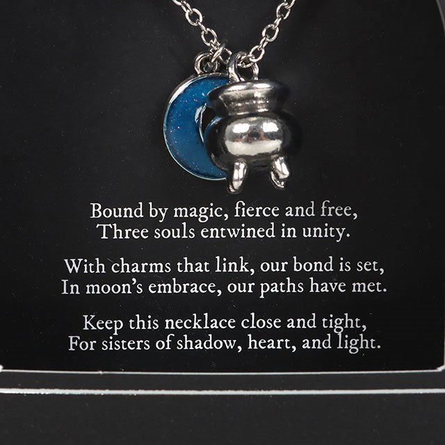 Set of 3 Coven Sisters Cauldron Charm Necklaces N/A