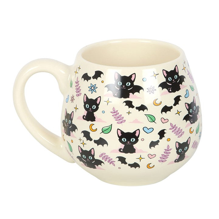 Cute and Creepy Cat Print Rounded Mug N/A