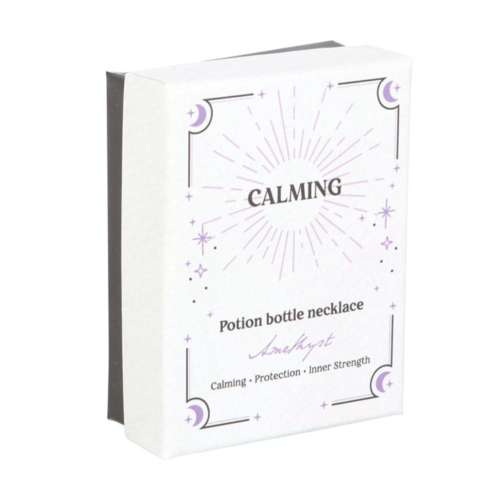 Calming Amethyst Crystal Chip Potion Bottle Necklace N/A