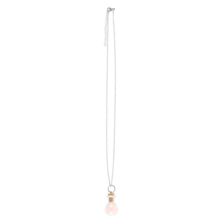 Love Rose Quartz Crystal Chip Potion Bottle Necklace N/A