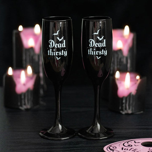 Set of 2 Dead Thirsty Champagne Flutes N/A