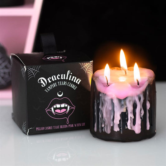 Small Pink Vampire Tears Pillar Candle N/A