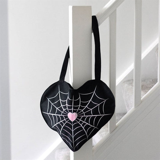Spiderweb Heart Satin Tote Bag N/A
