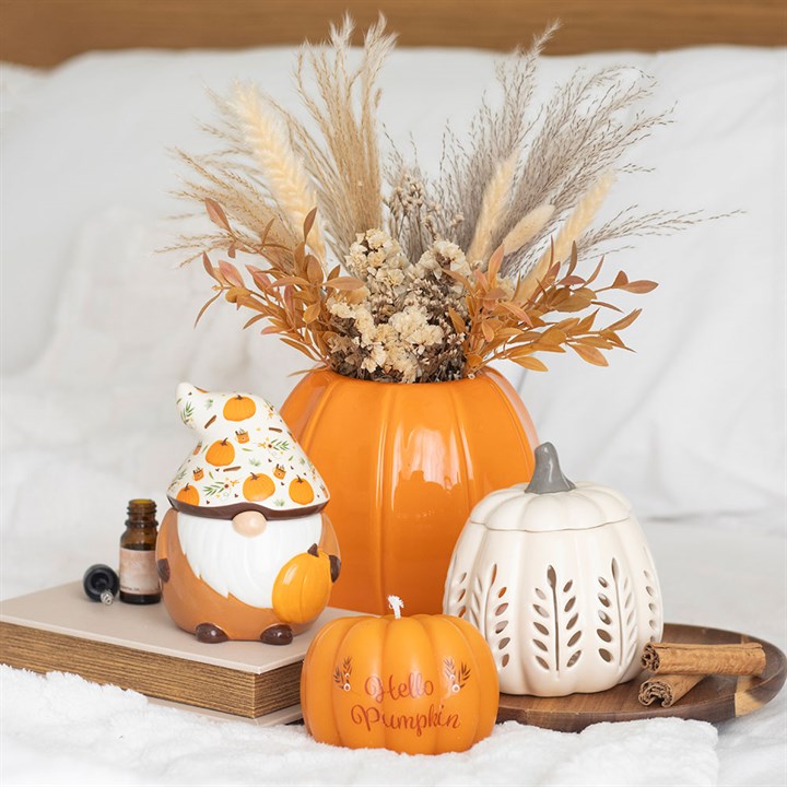 Cream Leaf Cut Out Pumpkin Oil Burner and Wax Warmer N/A