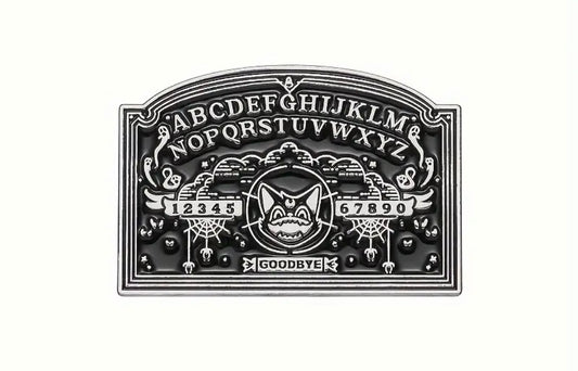 Silver plated ouija board enamel pin