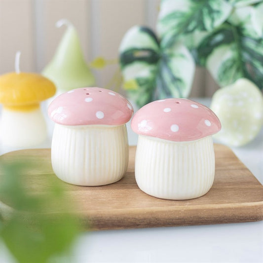 Pink Mushroom Salt and Pepper Shakers N/A