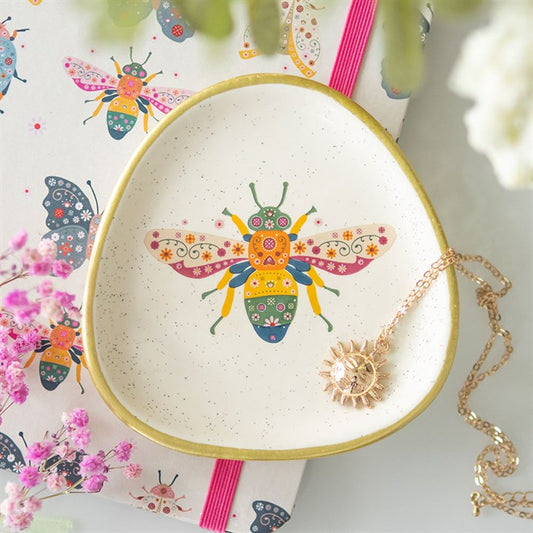 Floral Bee Trinket Dish N/A