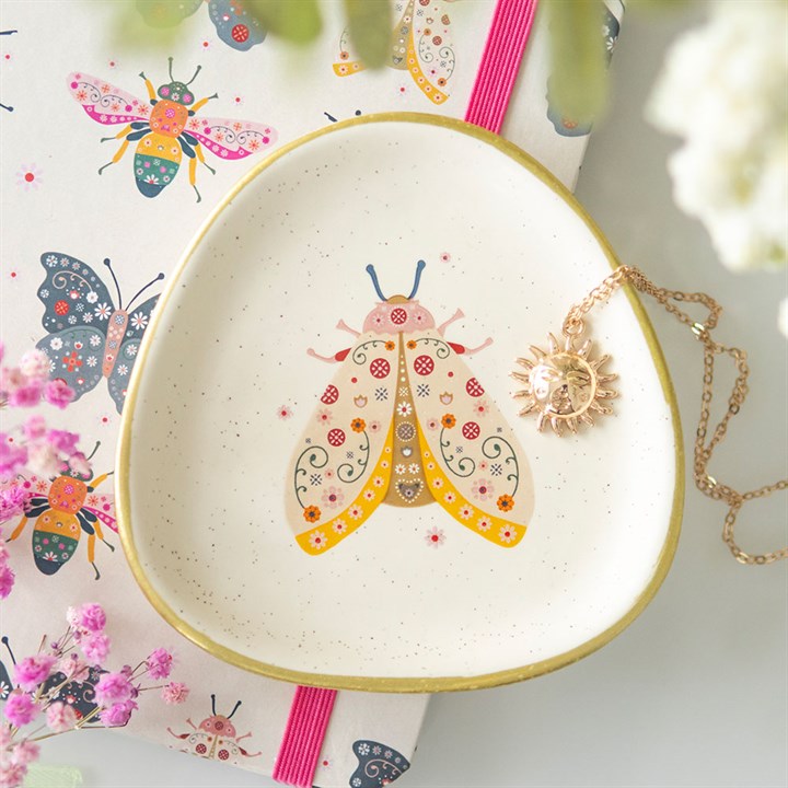 Floral Moth Trinket Dish N/A