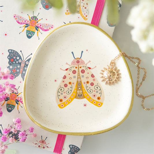 Floral Moth Trinket Dish N/A