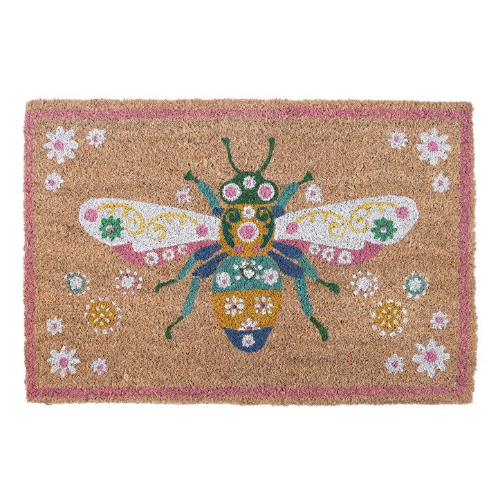 Natural Floral Bee Doormat N/A
