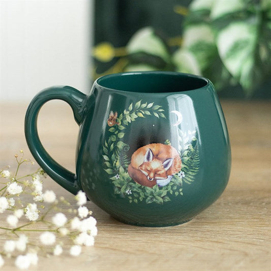 Green Sleeping Fox Rounded Mug N/A