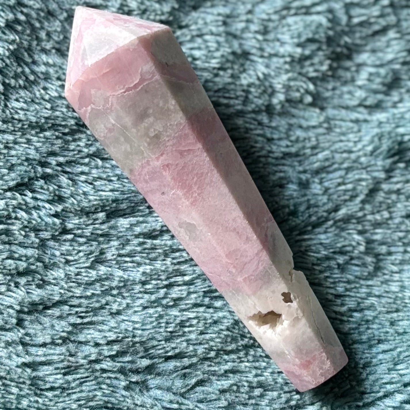 Pink opal druzy wand