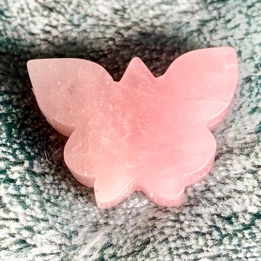 Rose quartz butterfly carving