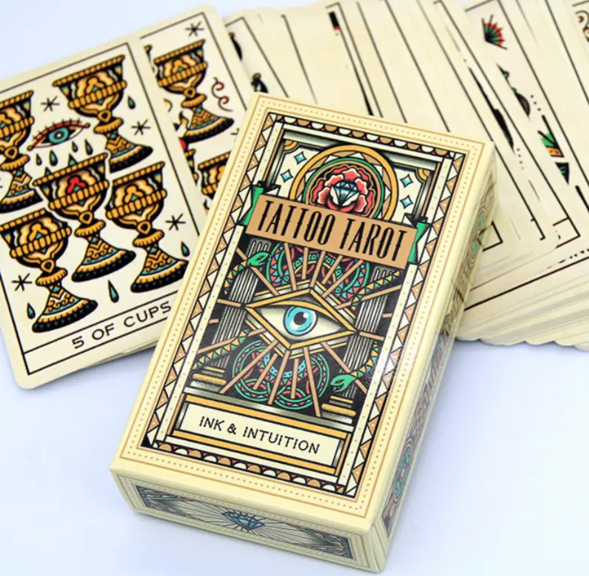 Traditional tattoo style tarot card deck