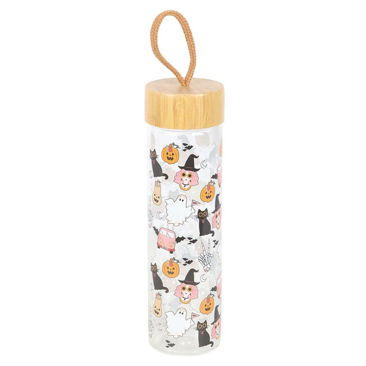 Groovy Ghost Print Glass Water Bottle N/A