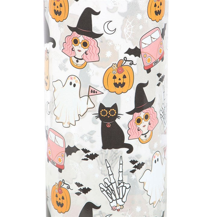 Groovy Ghost Print Glass Water Bottle N/A