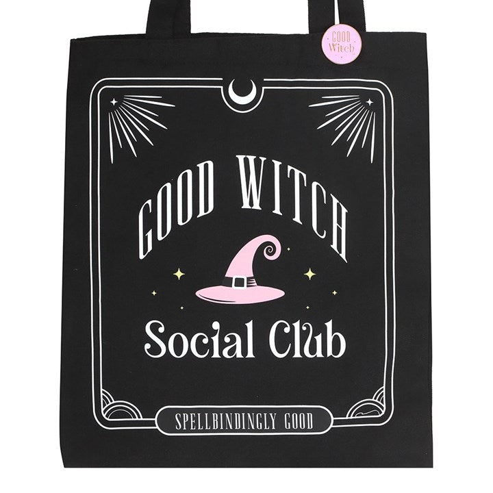 Good Witch Social Club Polycotton Tote Bag with Pin Badge N/A