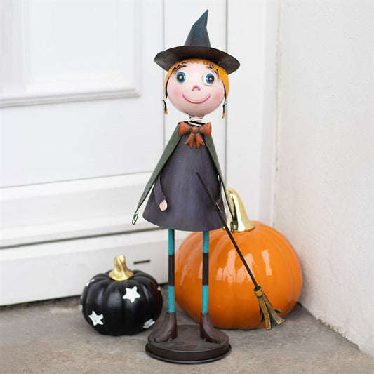Metal Witch Ornament with Broom N/A