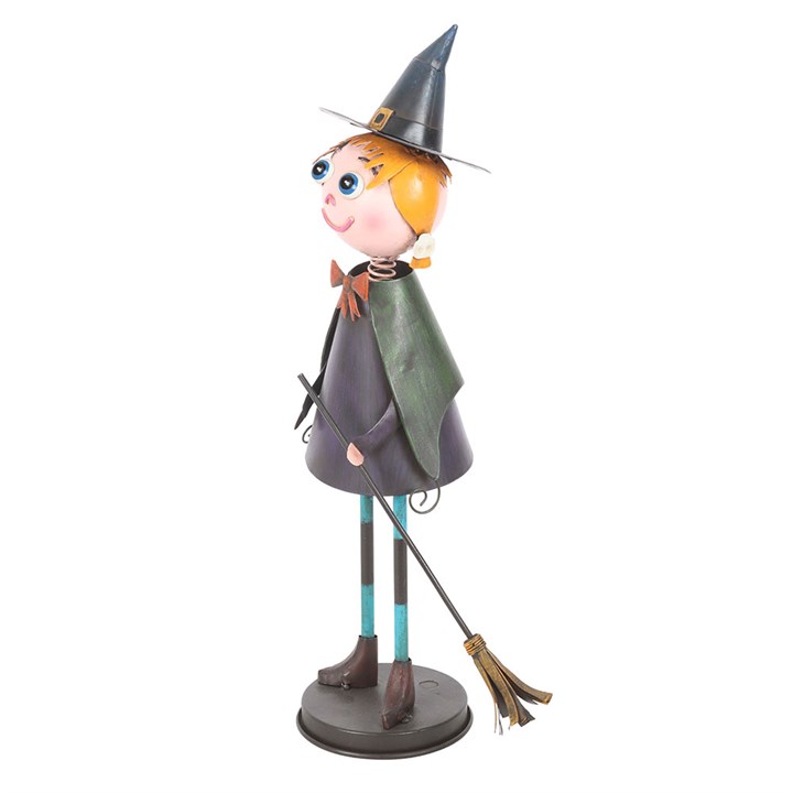 Metal Witch Ornament with Broom N/A