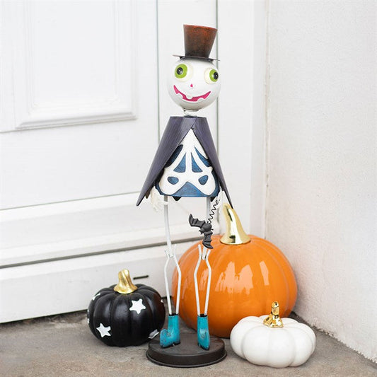 Metal Skeleton Ornament with Top Hat N/A