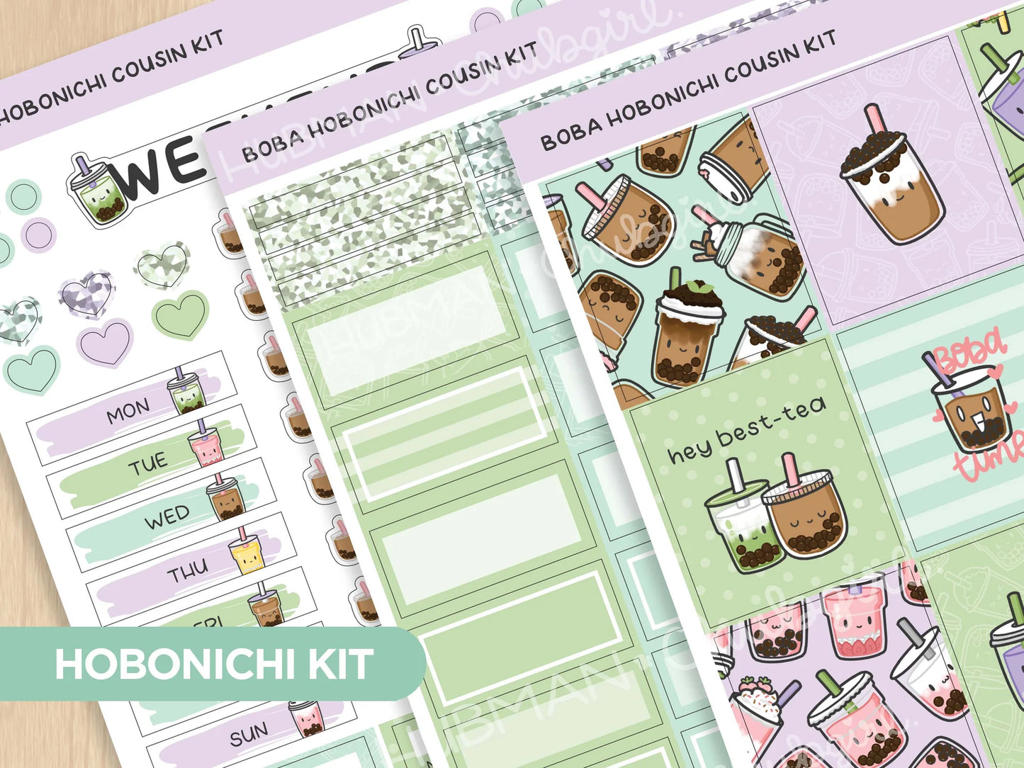Boba Theme Hobonichi Cousin Kit Set of 3 (Hubman and Chubgirl)