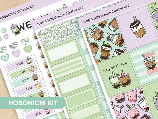 Boba Theme Hobonichi Cousin Kit Set of 3 (Hubman and Chubgirl)