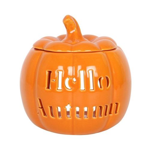 Hello Autumn Pumpkin Oil Burner Orange White Front