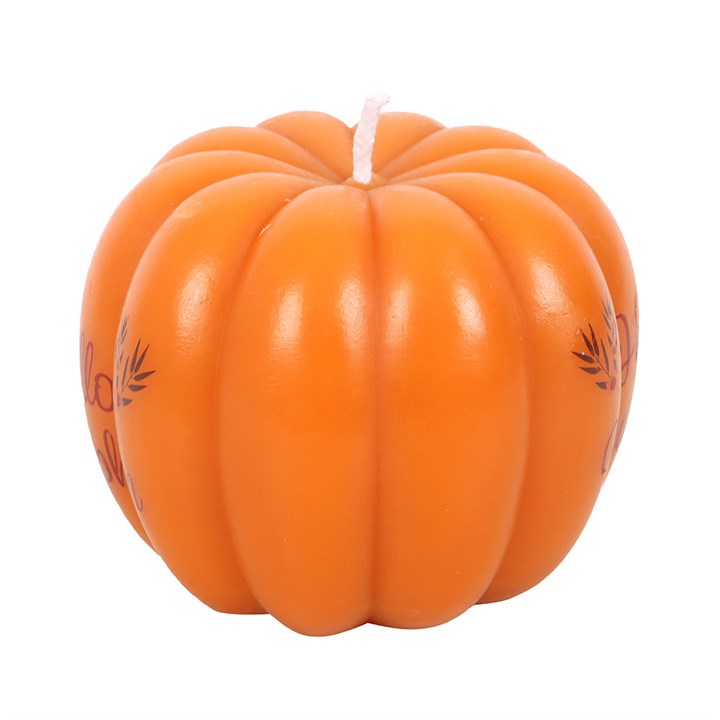 Hello Pumpkin Shaped Candle Back Orange Red