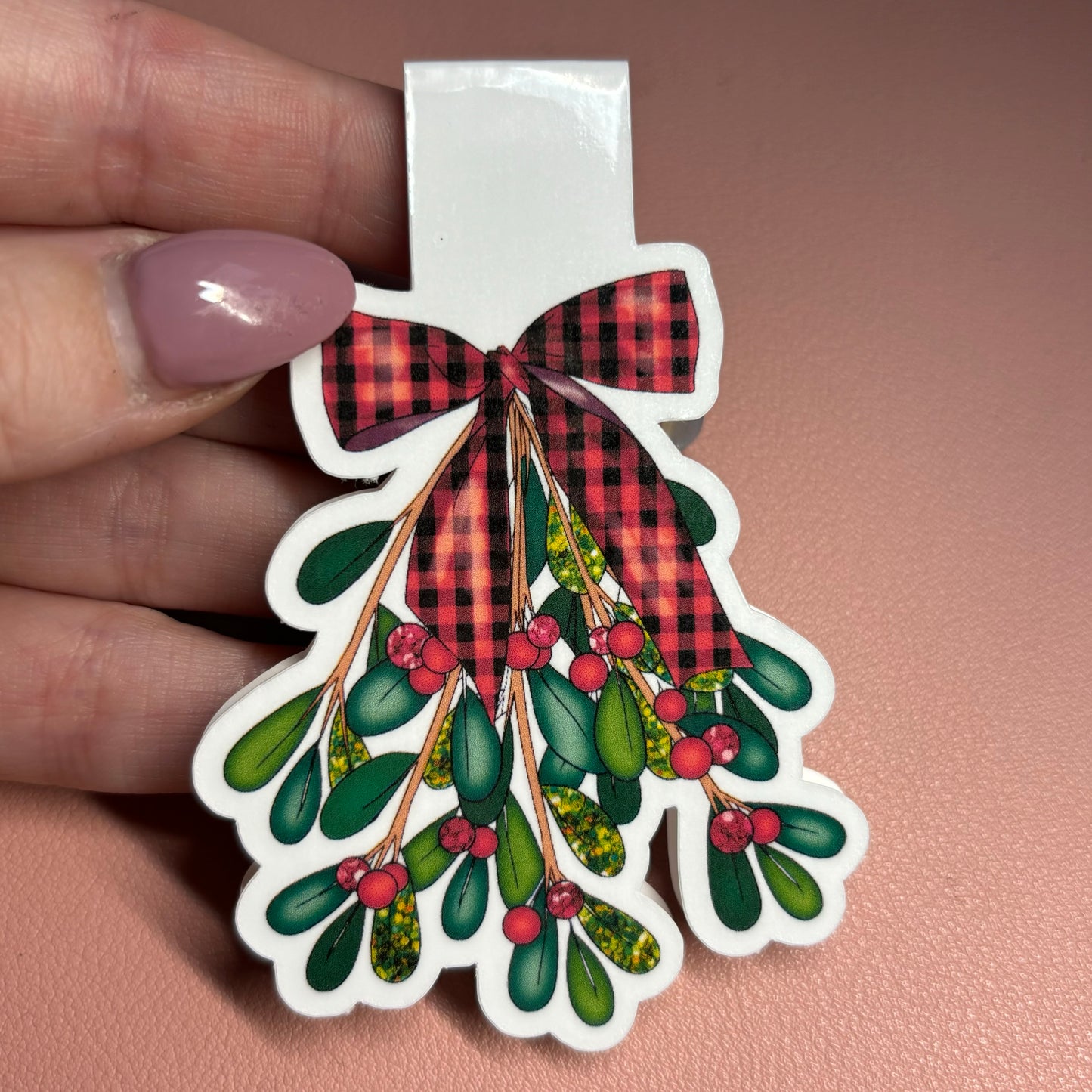 Mistletoe Christmas magnetic bookmark