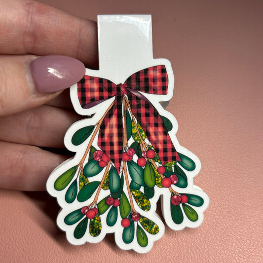 Mistletoe Christmas magnetic bookmark