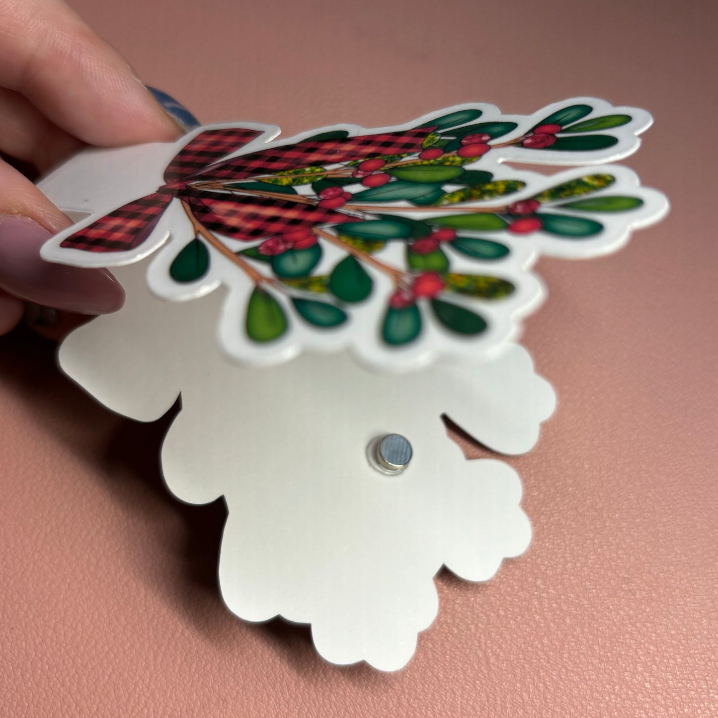 Mistletoe Christmas magnetic bookmark