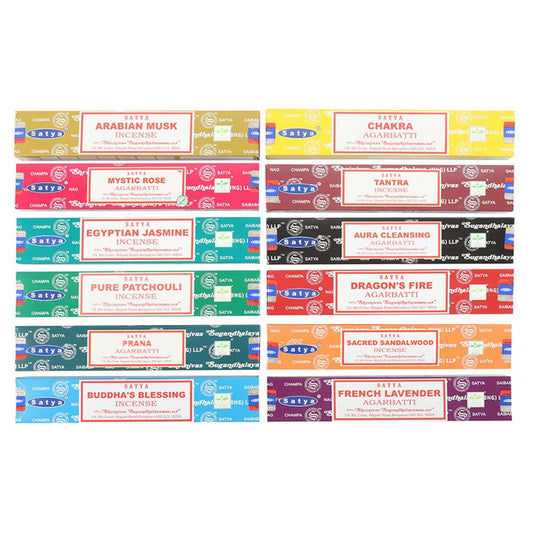 12 Packs of Assorted Fragrance Incense Sticks by Satya N/A