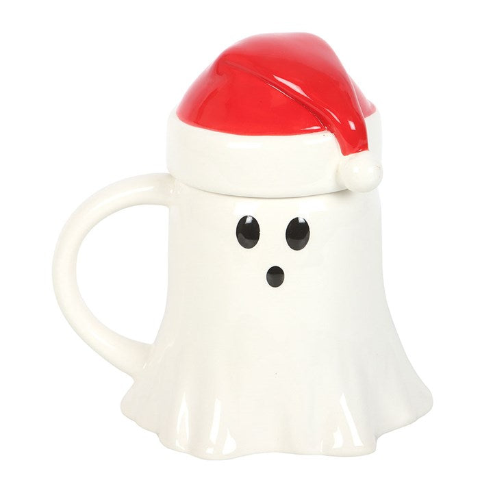 Ghost Shaped Mug with Santa Hat Lid N/A