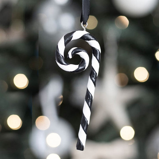 Black and White Candy Cane Hanging Ornament N/A
