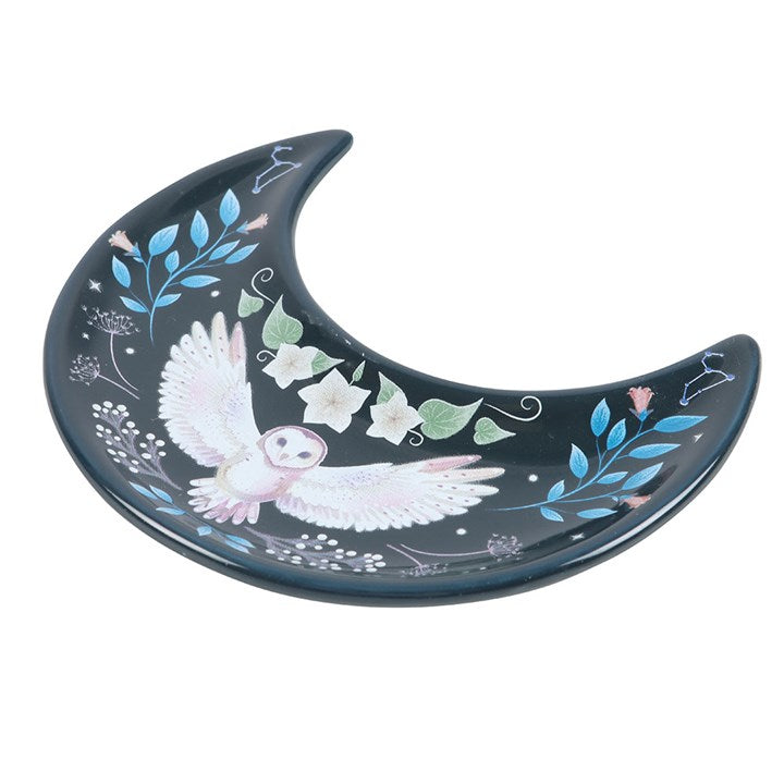 Crescent Moon Owl Trinket Dish N/A