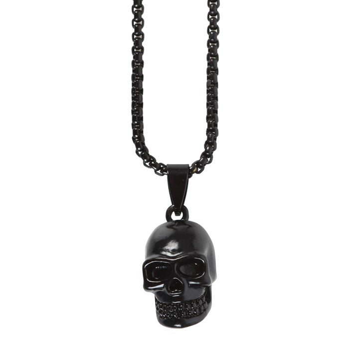 Black Stainless Steel Skull Necklace N/A